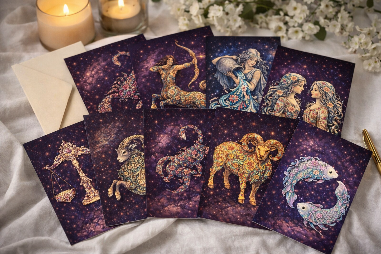 Zodiac Constellation Greeting Card - The Hare and the Moon