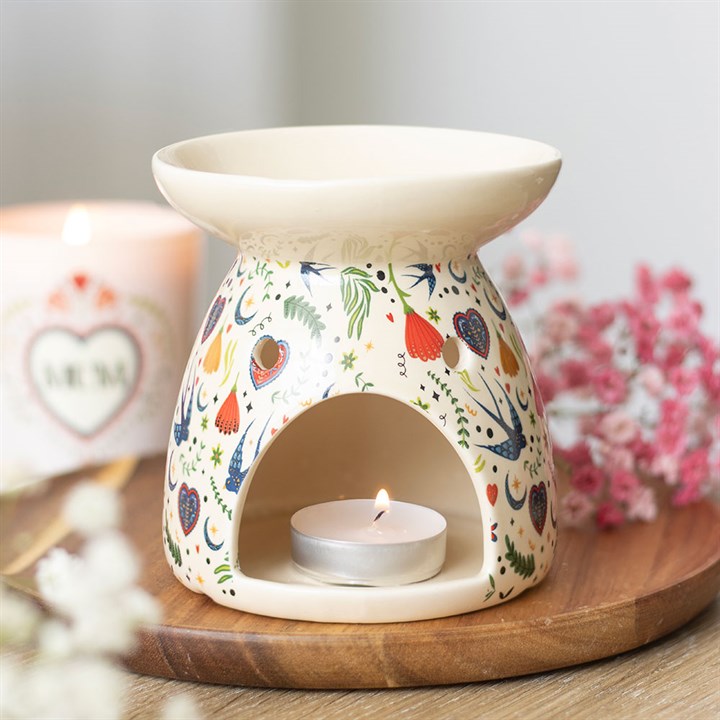 CREAM MIDNIGHT BLOOM PRINT OIL BURNER