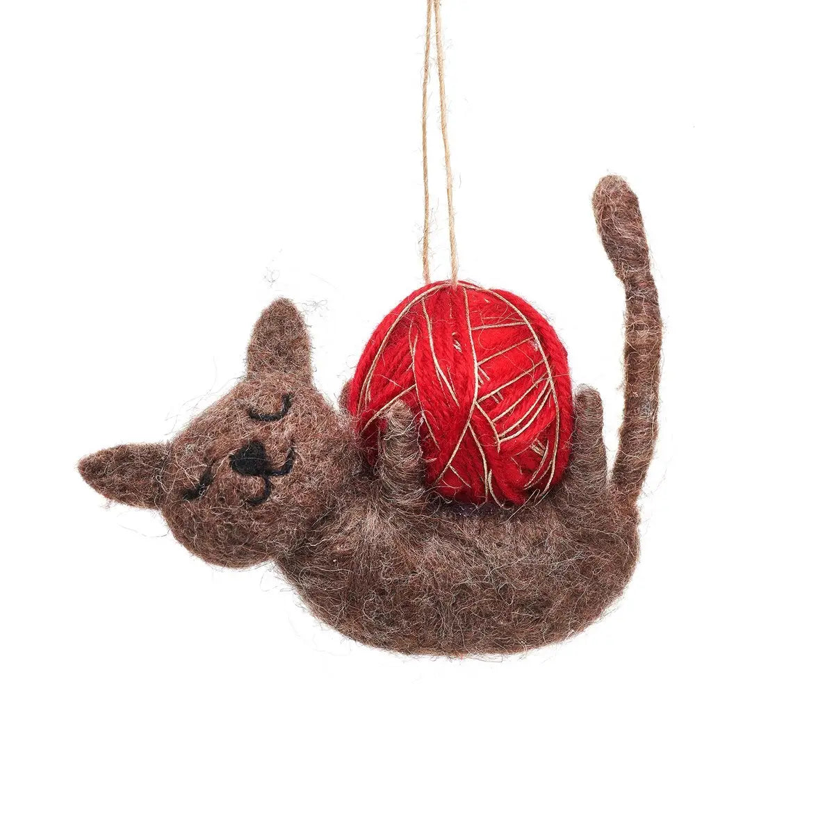 Cat with Ball of Yarn Felt Decoration - FELTXM052