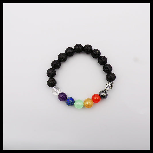 Chakra Bead and Lava Buddha Bracelet - PBB41