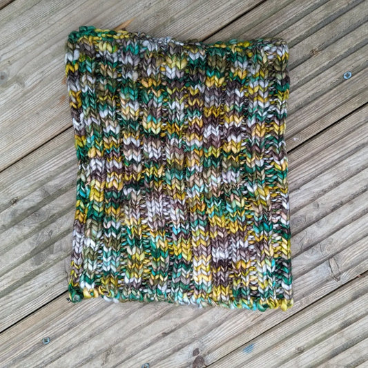 Chunky Tweed Neckwarmer Snood Scarf - Citrine Green - NT012