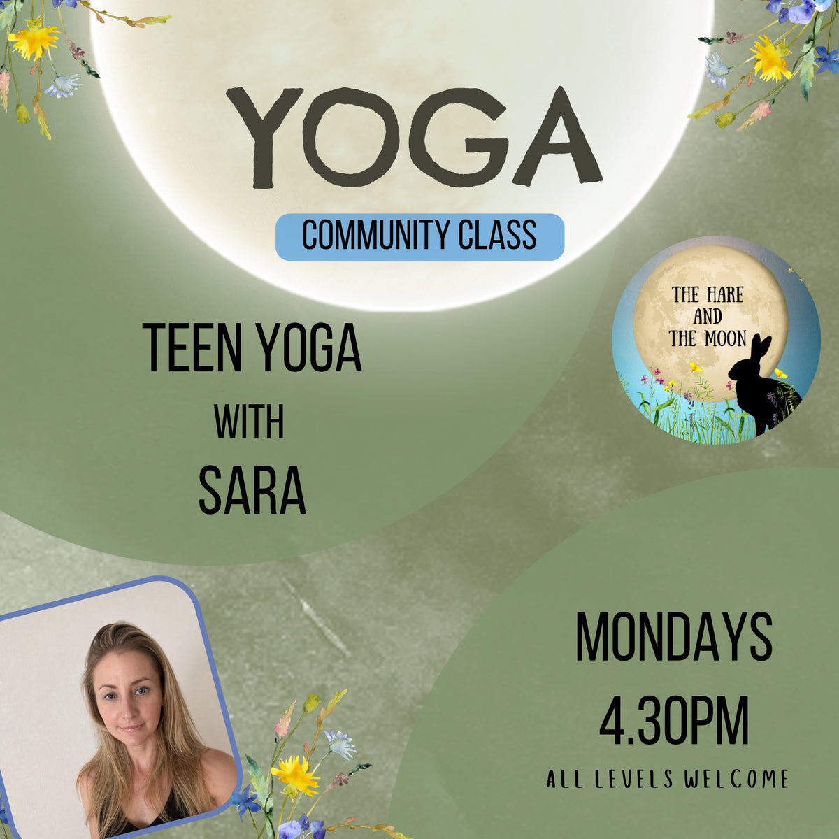COMING SOON: Teen Yoga with Sara - Mondays - 4.30pm- PAY AS YOU CAN AFFORD