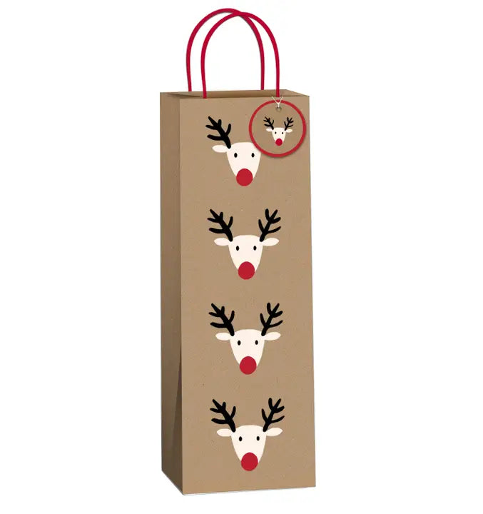 Eco-Friendly Reindeer Head Christmas Fsc™ Kraft Gift Bags - 5442