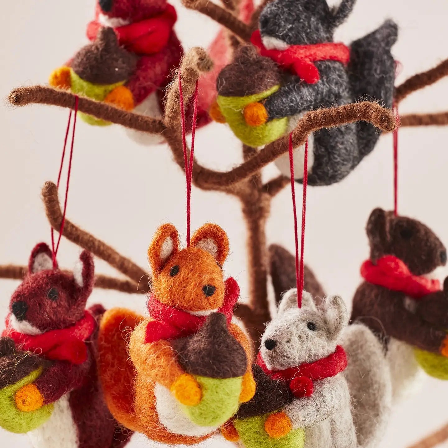 Felt Squirrel with Acorn Decoration - HDEC111