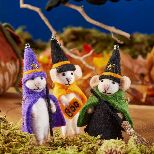 Felt Witch Wizard Mice Decoration