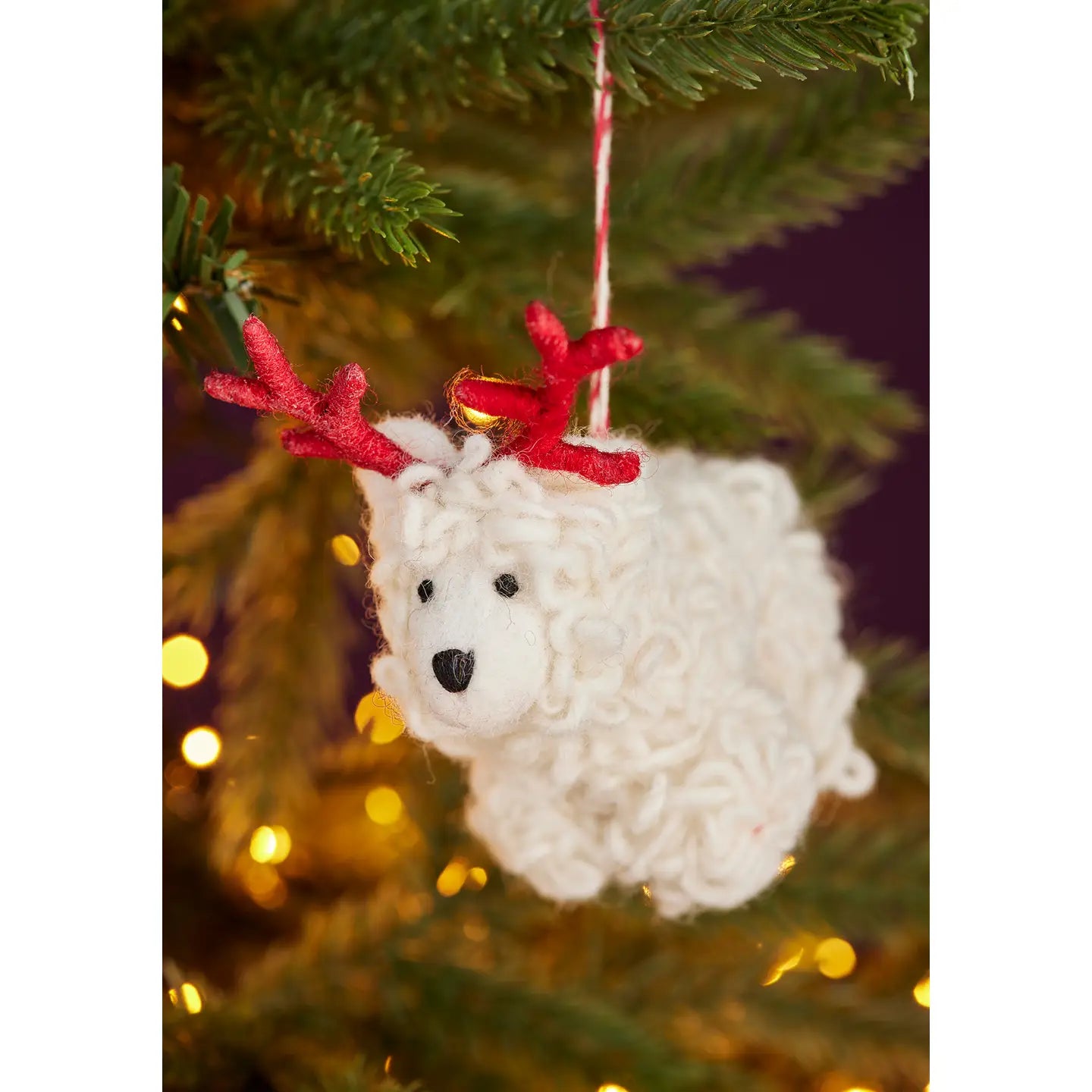 Felt Woolly Sheep with Antlers Decoration - HDEC159