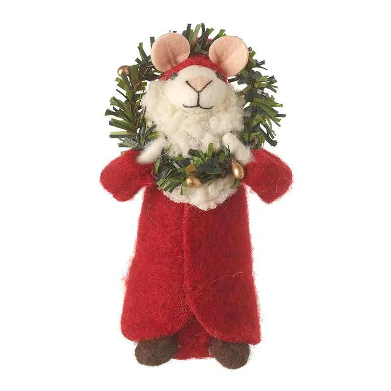 Festive Wool Mouse Decoration - OYY168C