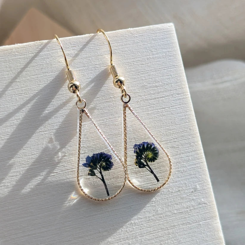 Forget Me Not Waterdrop Gold Plated Earrings - Work By Nature - F-FS-W-EW-14