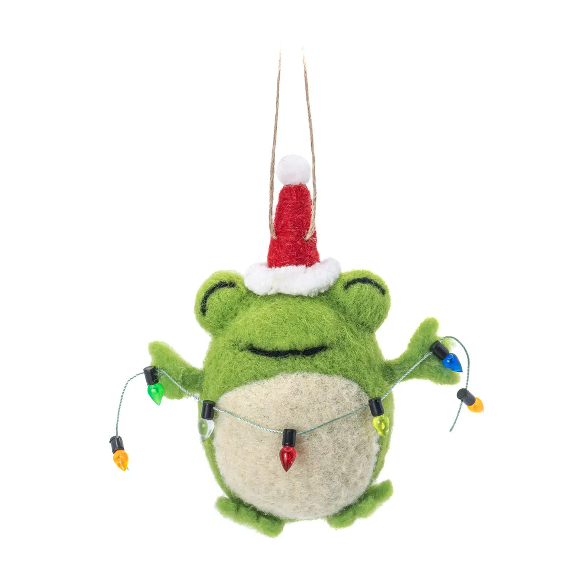Frog with Lights Felt Decoration - HOBXM206
