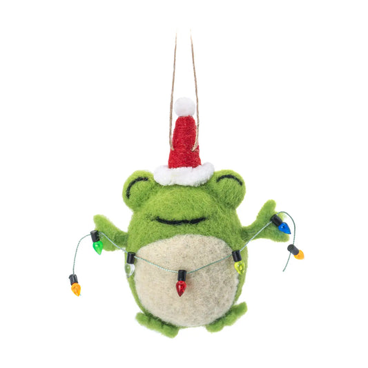 Frog with Lights Felt Decoration - HOBXM206
