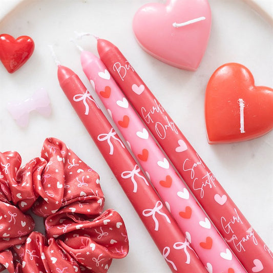 Girl Gang Bow and Heart Taper Candles - SOLD INDIVIDUALLY
