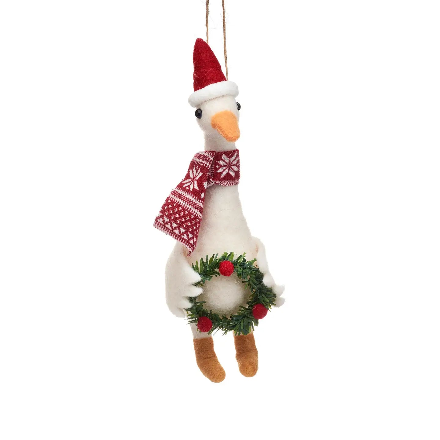 Goose with Wreath Felt Hanging Decoration - HOBXM171