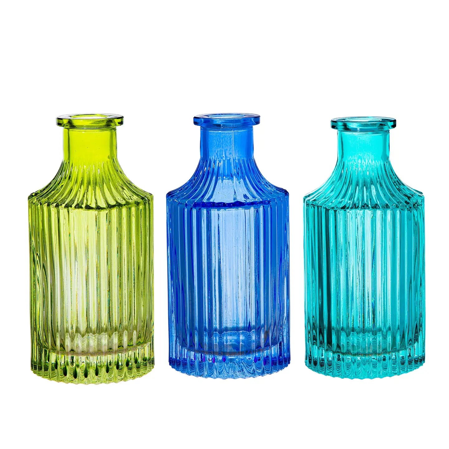 Green Reeded Bottle Vase Assorted - GLEE190