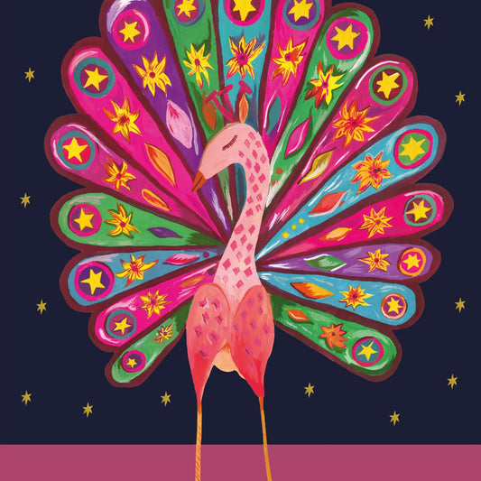 Carnival Peacock Birthday Greetings Card - HCWB345