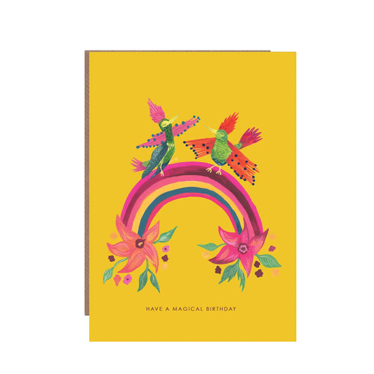 Party Birds On Rainbow Birthday Greetings Card - HCWB491