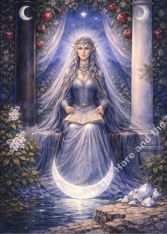 The High Priestess- A3 Tarot Prints - The Hare and the Moon - TAPR8