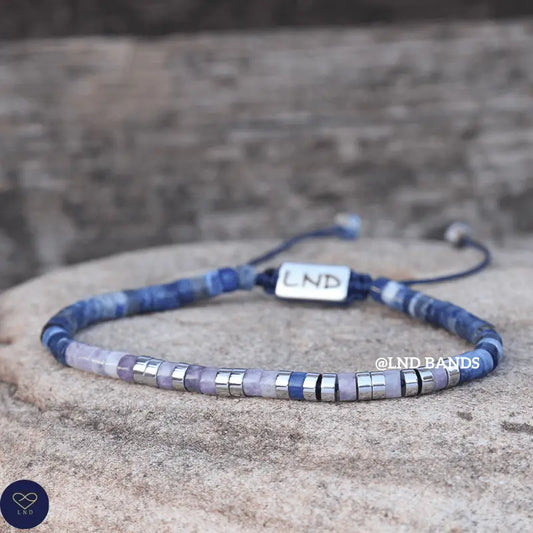 Tibetan Natural Stone - Purple Mica & Sodalite beads - Hakuna Matata - 0396