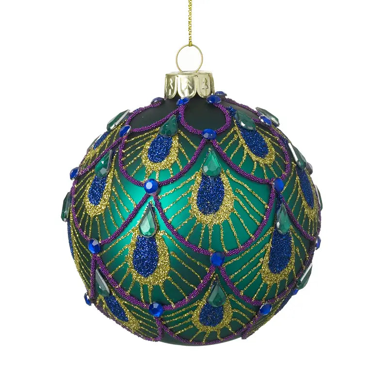 Hanging Glass Peacock Bauble - DDG215B