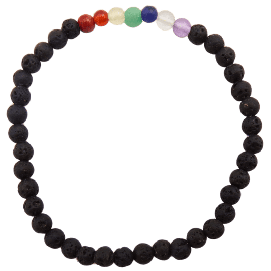 4mm Black Lava Chakra Bead Bracelet 4mm Black Lava Chakra Bead Bracelet - PB797