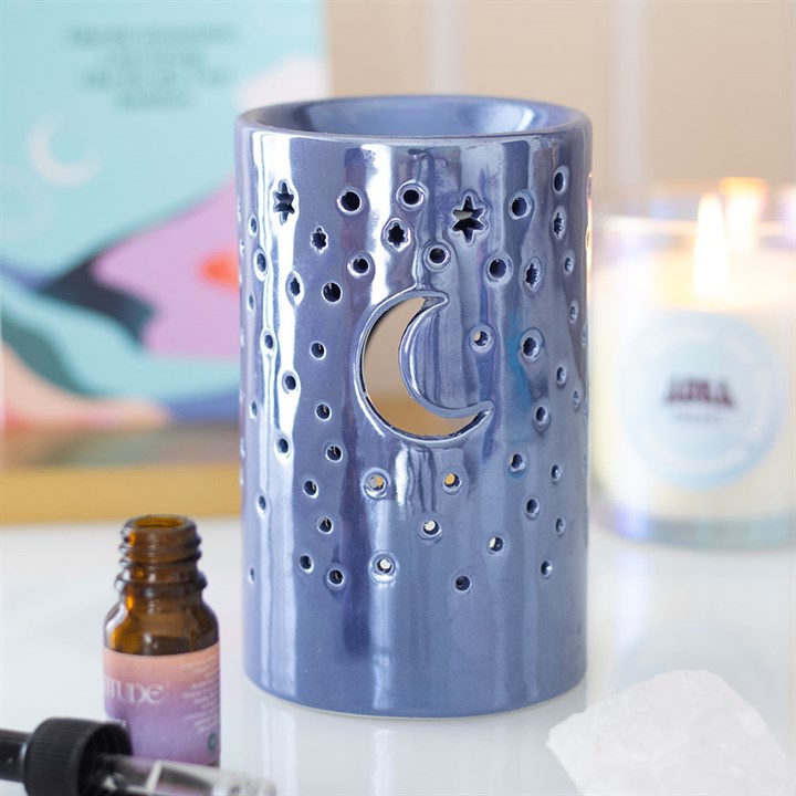 IRIDESCENT PURPLE MOON PILLAR OIL BURNER AND WAX WARMER