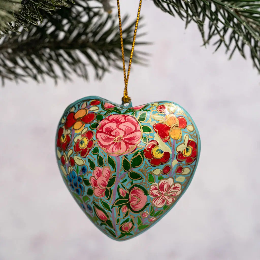 Indian 11 Floral Hanging Heart Ornament - INDIAN11HEART