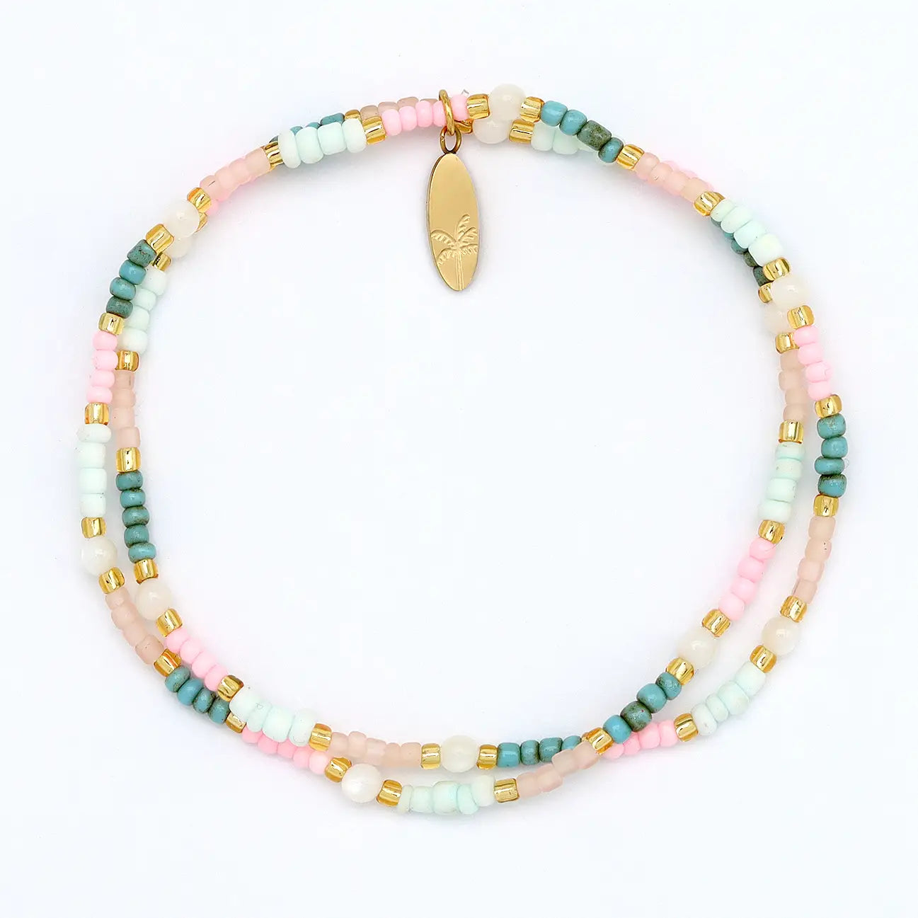 Kemboja Pastel Beaded Bracelet, Stretchy Pink Bracelet - Pineapple Island - PNP1