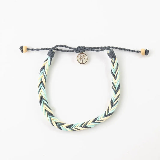 Kima Braided Bracelet, Adjustable Cord Bracelet - Grey & Blue - Pineapple Island - PNP2