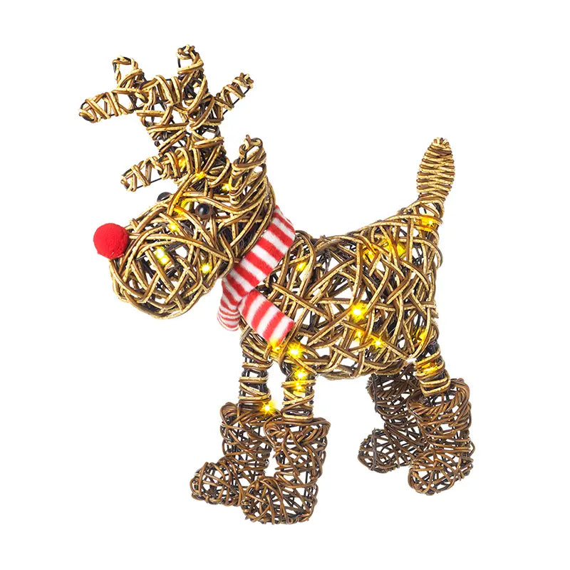 Light Up Rattan Reindeer in Boots - GWW056D