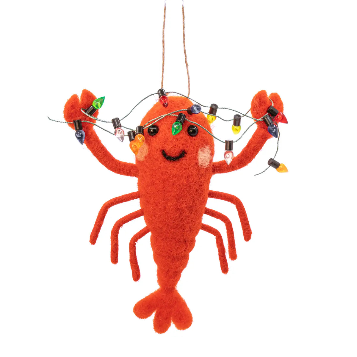 Lobster with Fairy Lights Felt Decoration - HOBXM194