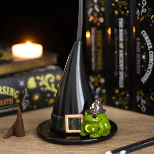 Magic Toad and Witch Hat Halloween Incense Cone Holder