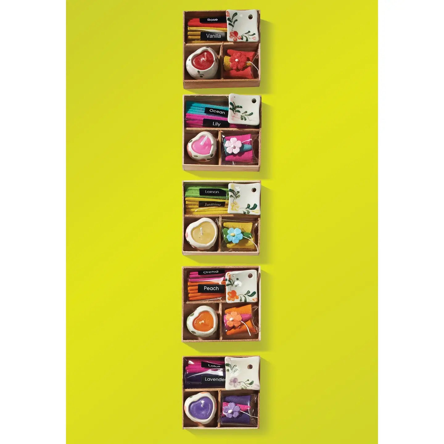 Mini Incense Gift Box Set, Ceramic Candle and Burner