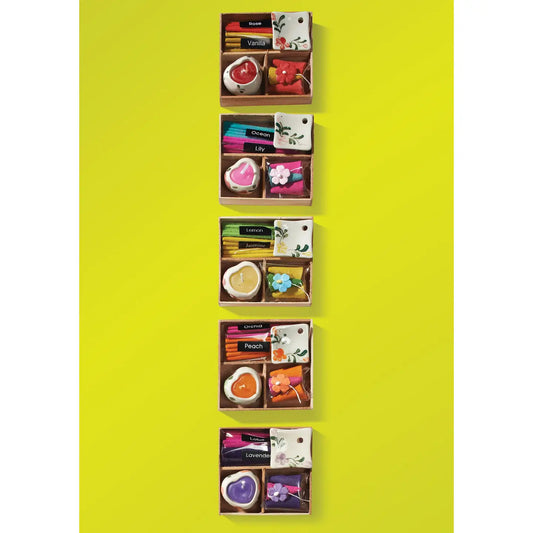 Mini Incense Gift Box Set, Ceramic Candle and Burner