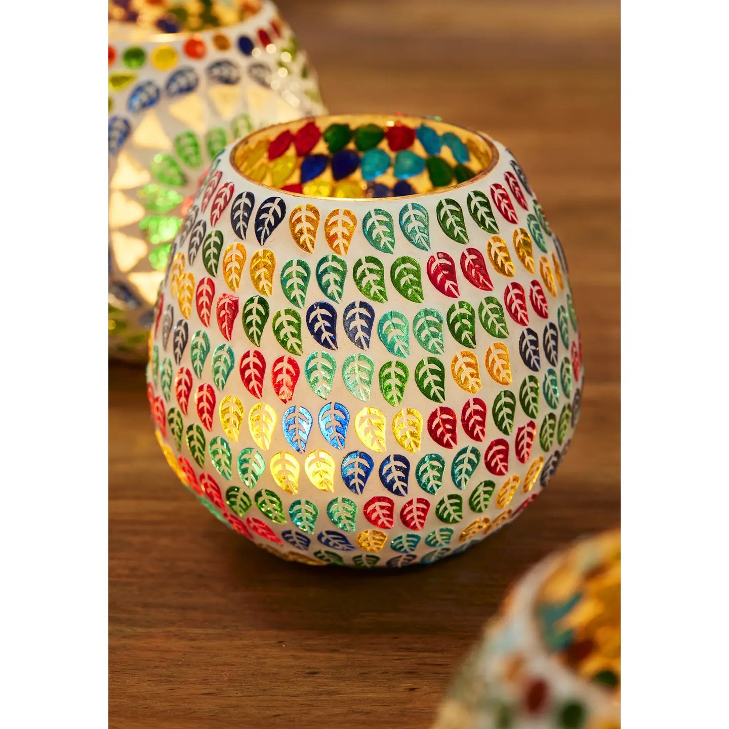 Multicolour Recycled Glass Tealight Holder