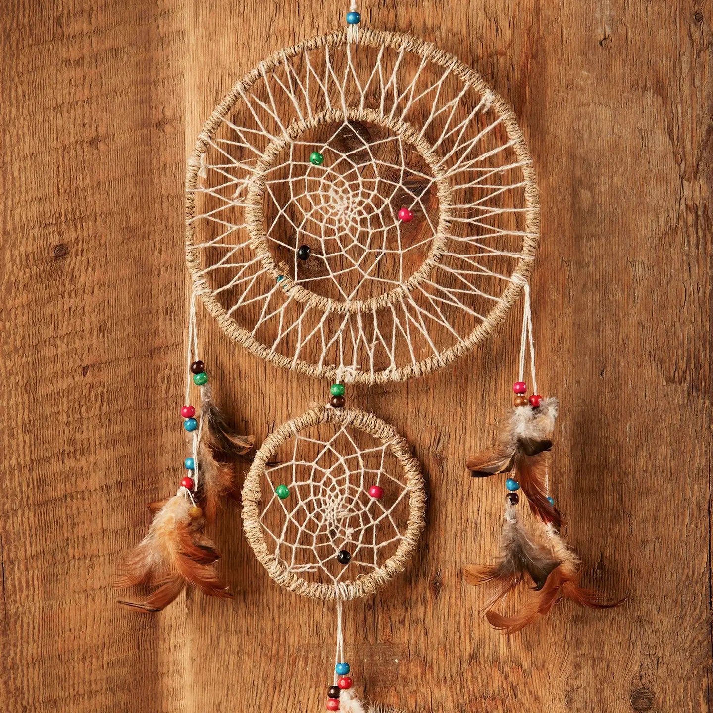 Natural Large Dreamcatcher with Beads-DCAT35