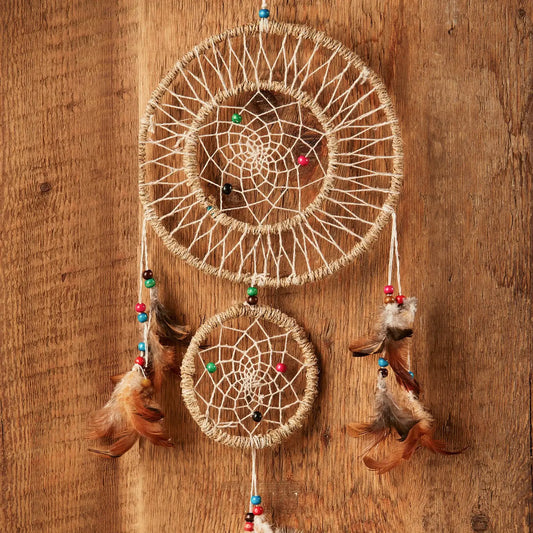 Natural Large Dreamcatcher with Beads-DCAT35