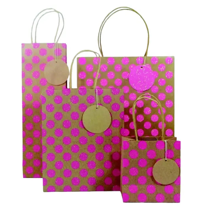 Pink Kraft Glitter Gift Bags - Small - GB2/2624
