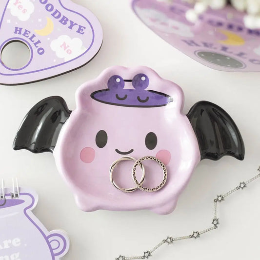 Pastel Batbrew Gothic Halloween Cauldron Trinket Dish