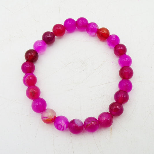 Pink Agate Bead Bracelet- 8mm - PBB777