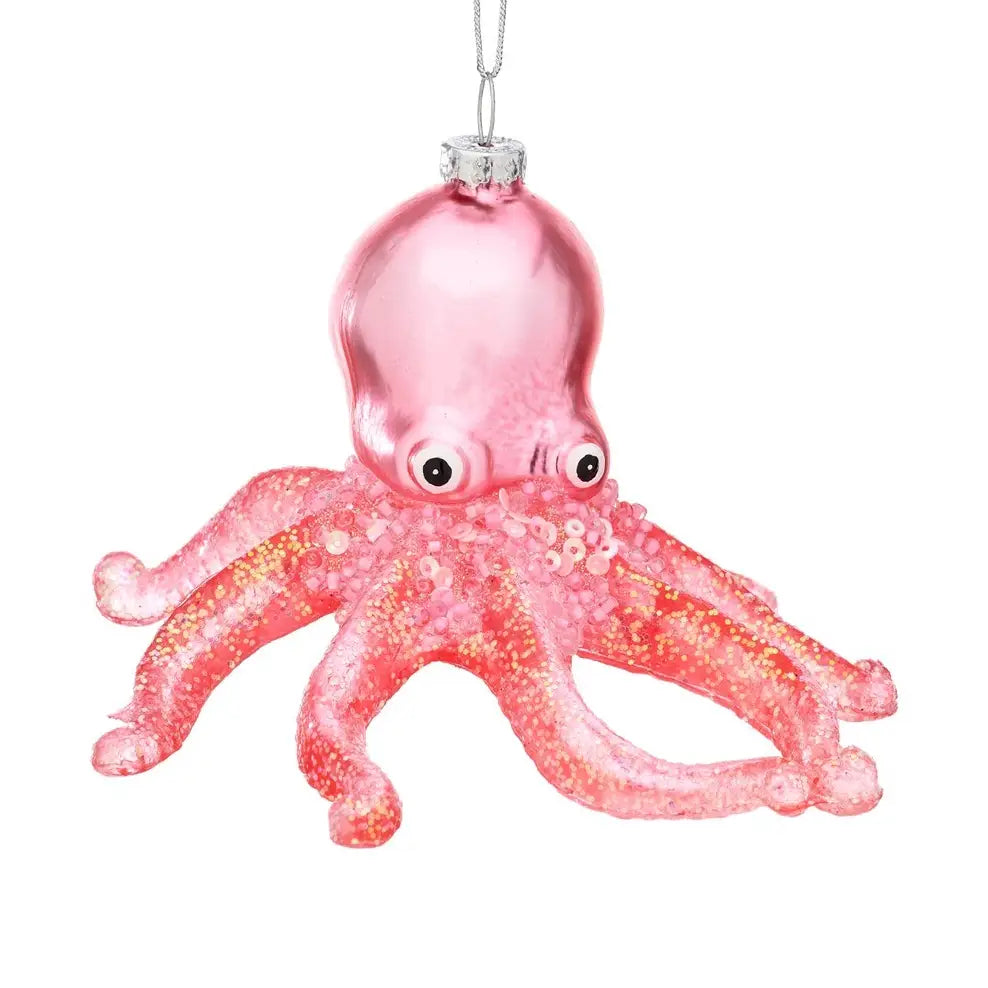 Pink Glitter Octopus Shaped Bauble - LINXM047