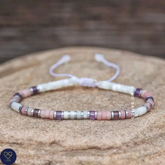 Tibetan Natural Stone - Pink Opal & Amethyst - 0319
