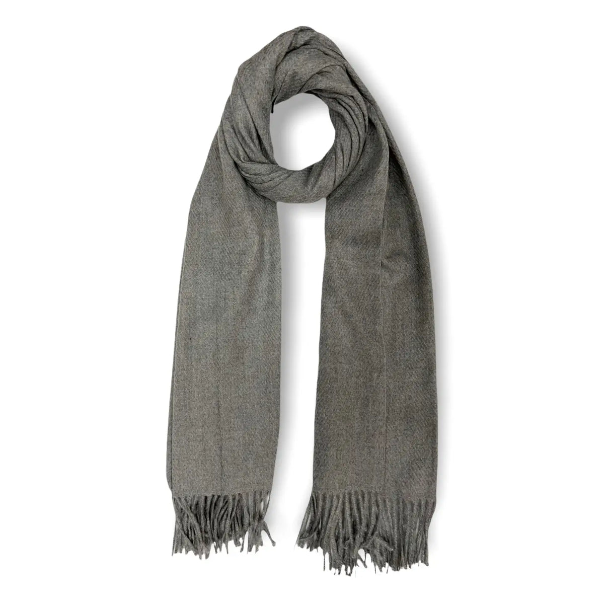 Plain Cashmere Mix Ribbed Winter Scarf with Tassel - W-LUXE GREY 5