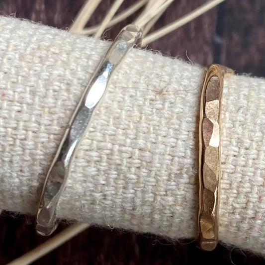 Plain Hammered Band Ring - Sterling Silver - Old Farm House Jewellery