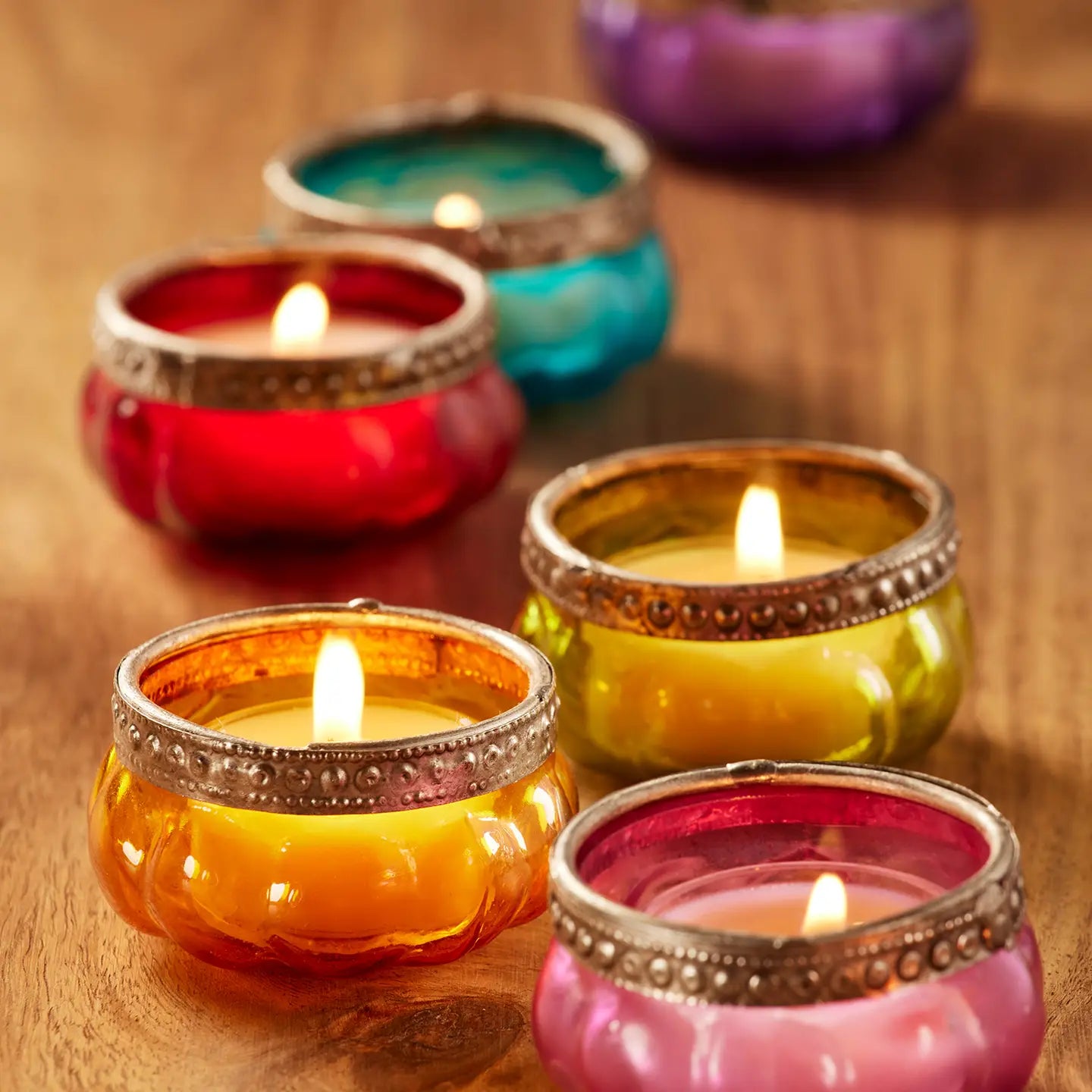 Pumpkin Glass & Iron Border Tealight-LP35