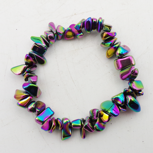Rainbow Hematite Chip Bracelet - CB235