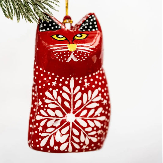 Red Snowflake Hanging Cat - REDSFCAT