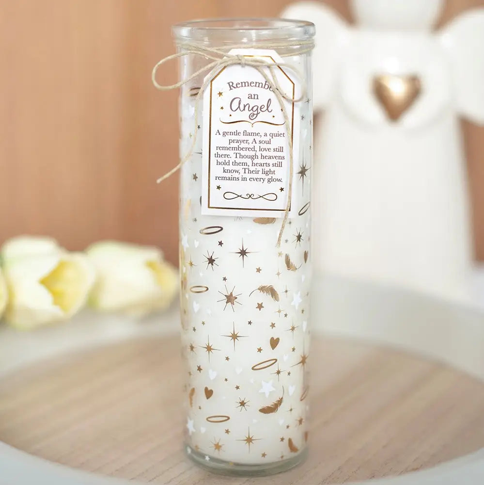 Remember An Angel Feather Print Tube Candle