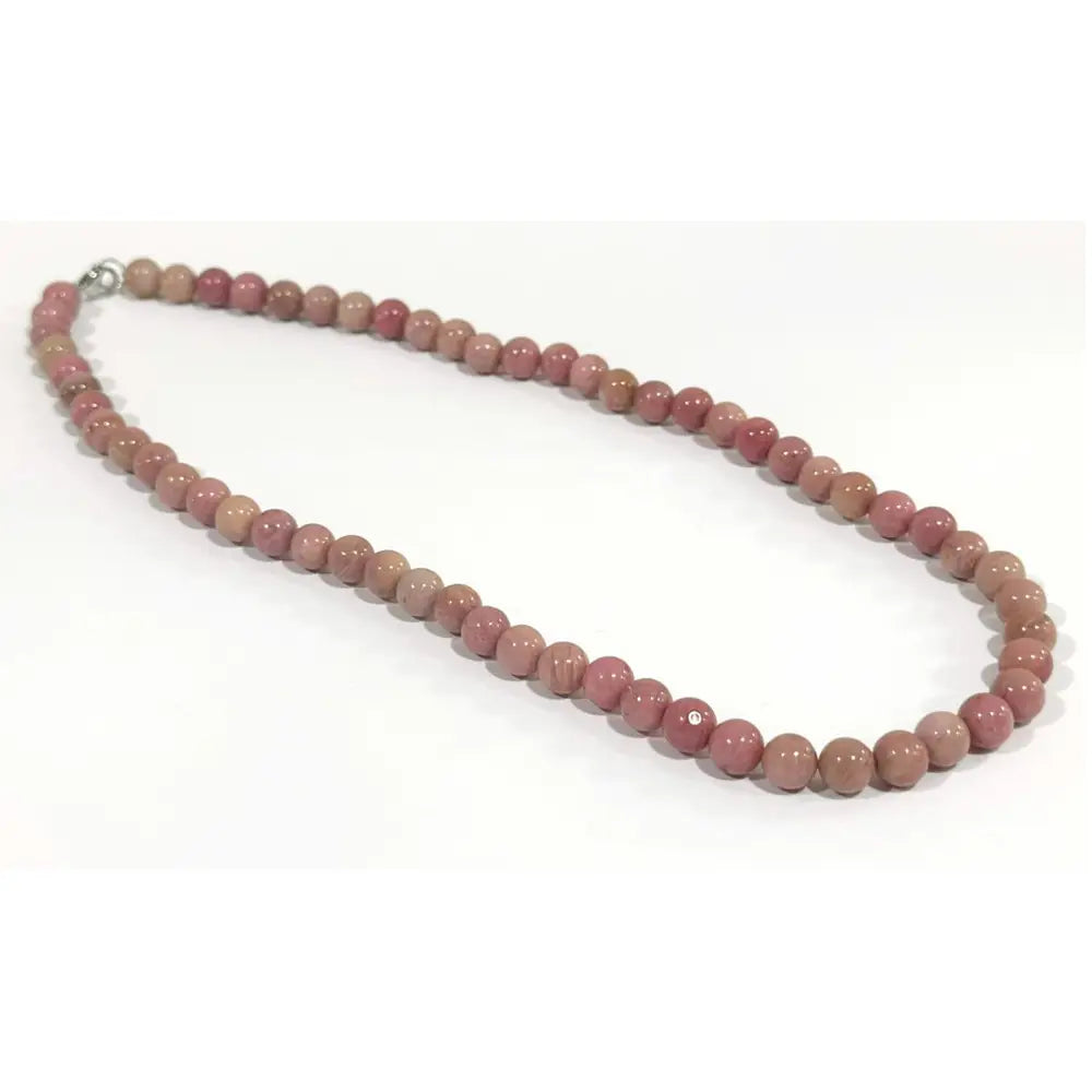 Rhodonite Authentic Real Crystal Stone Beaded Necklace 8mm - CS1248