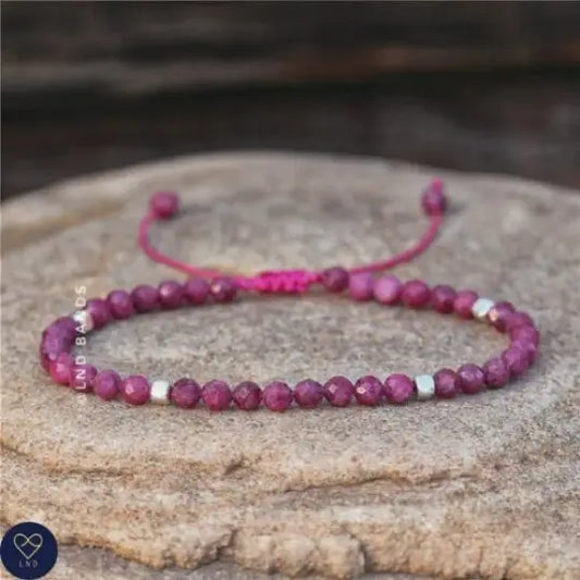 Tibetan Natural Stone - Ruby Faceted Bead Bracelet - 0224