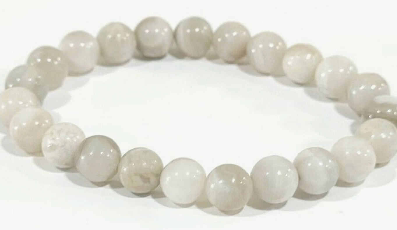 White Crazy Lace Agate Crystal Healing Bracelet - CS1319