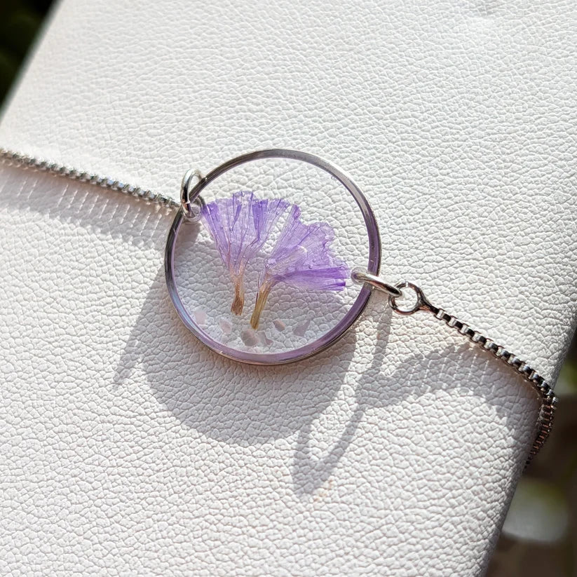 Sea Lavender Framed Platinum Plated Bracelet - Work By Nature - F-La-20F-B-P